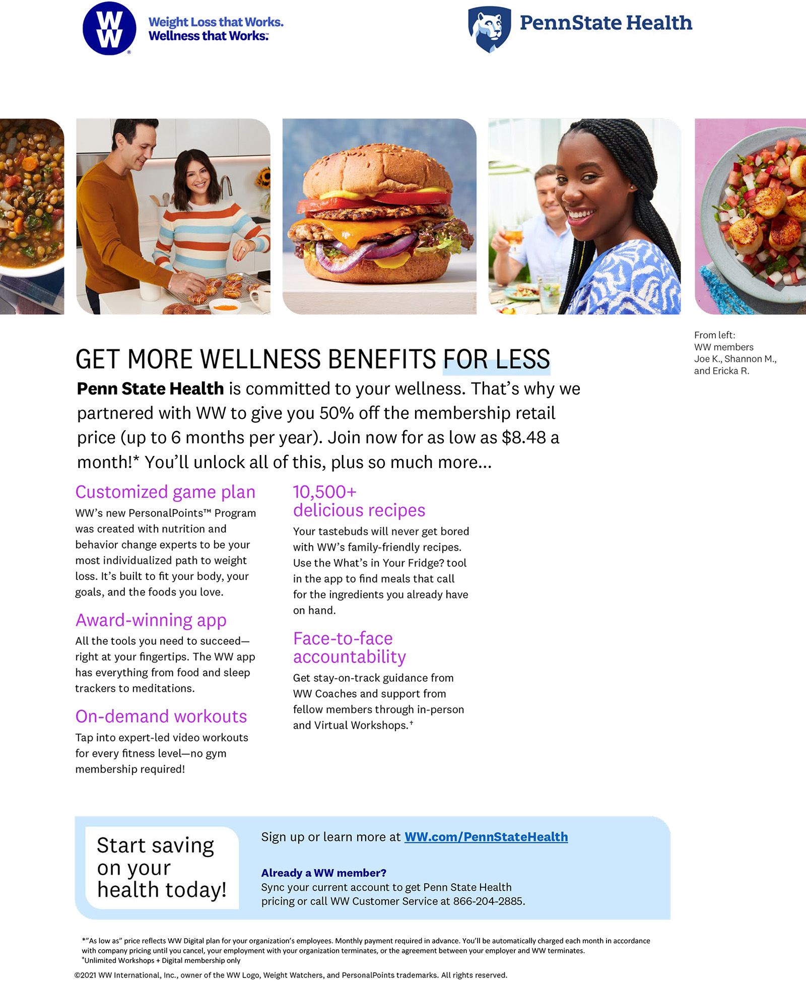 Thumbnail of flyer with information about Weight Watchers for Penn State Health employees, link to open PDF 