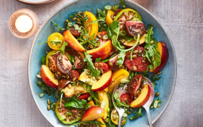 Tomato and Nectarine Salad with Pumpkin Seeds 