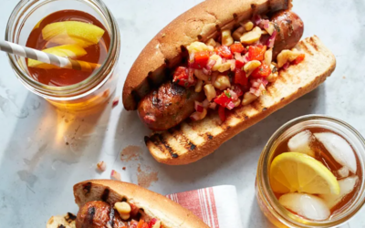 Grilled Chicken Sausage Sandwiches with Spanish Chickpea Salsa 